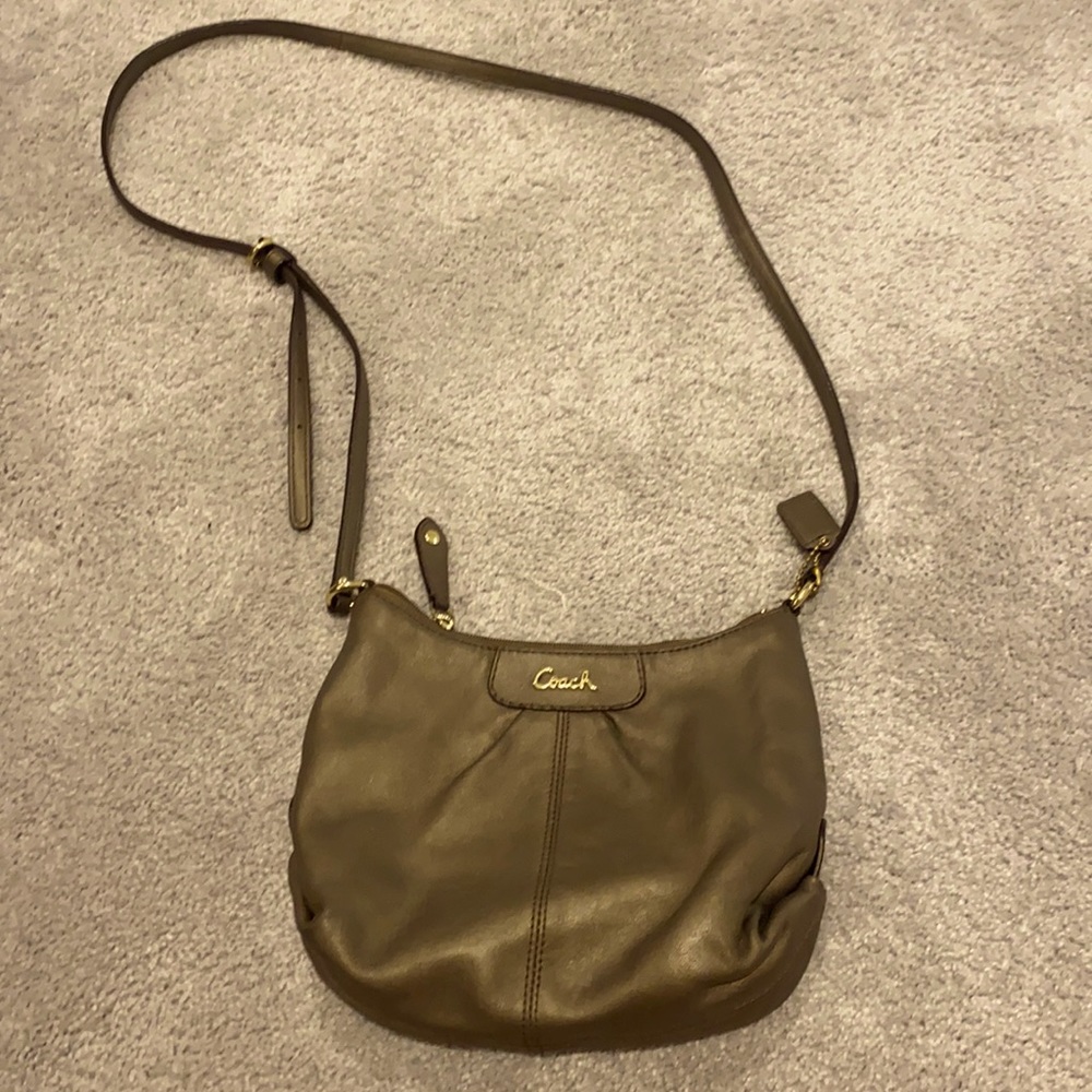 Coach crossbody metallic leather bag